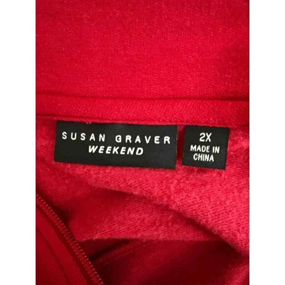 Susan Graver Weekend Red & Gold Long Sleeve Jacket Women’s Size 2X - Picture 5 of 6